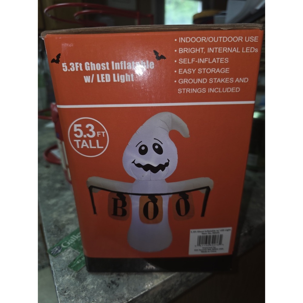 Halloween Spooky Ghost Inflatable 5.3ft LED Light Up Yard Decoration BOO Banner - Picture 8 of 8